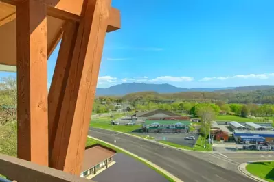 Incredible view of the Smoky Mountains from our condo rentals in Pigeon Forge with pool access.