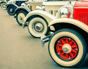 Classic cars in a row