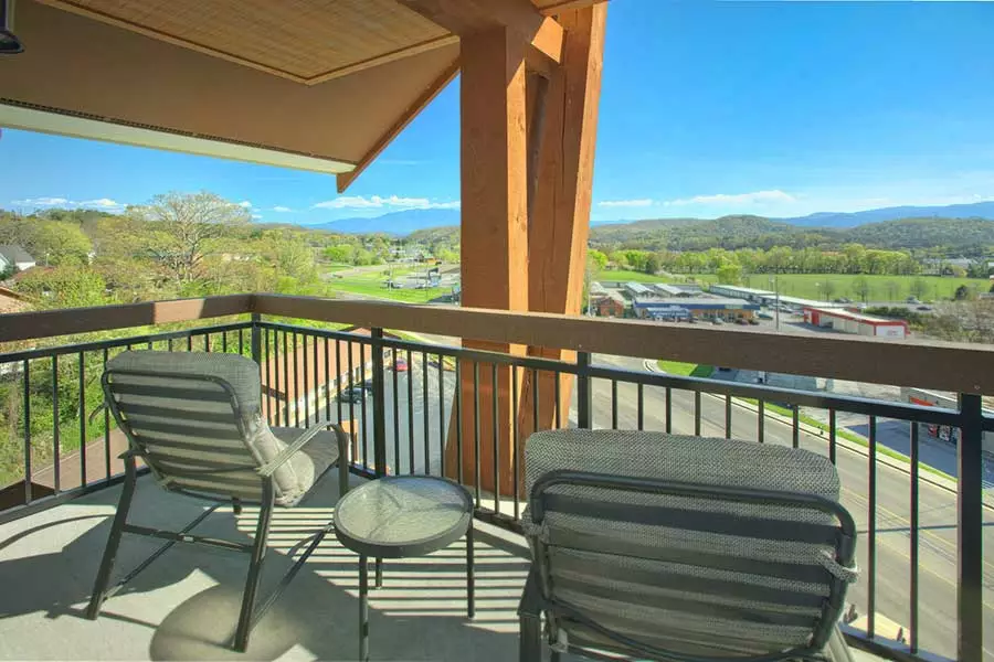 chairs on the balcony of a Pigeon Forge condo